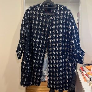 Navy & White Houndstooth Coat